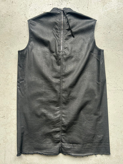 Rick Owens DRKSHDW Sample Black Waxed Sleeveless Shirt  (S)