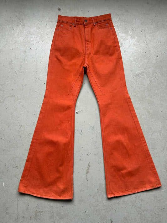 Rick Owens DRKSHDW Japanese Selvedge Orange Bolan Bootcut Denim (32)