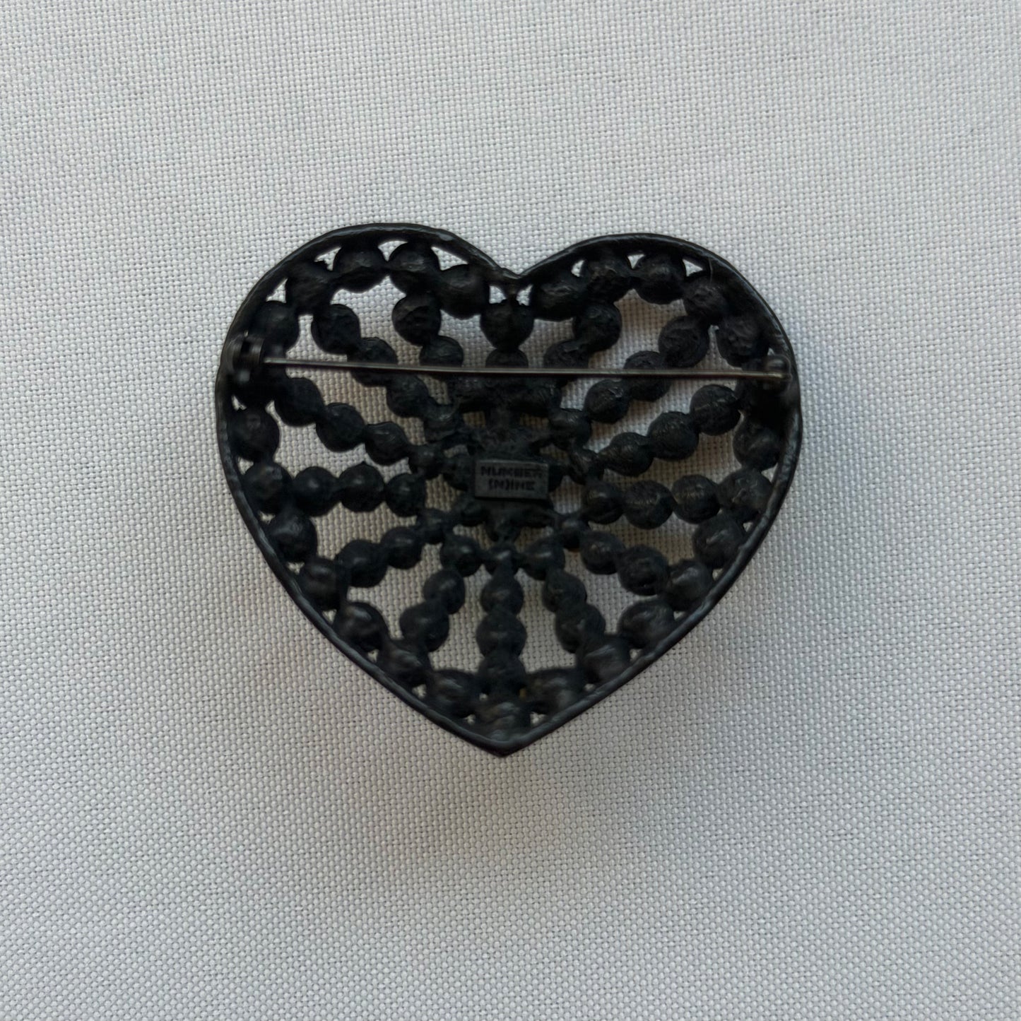 Number (N)ine Heart Black Rhinestone Pin (OS)