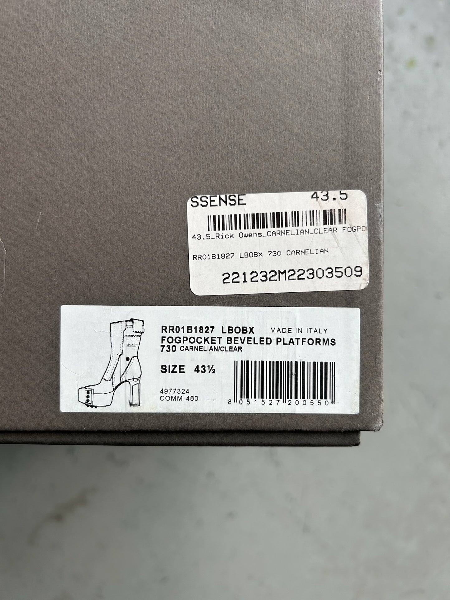 Rick Owens FOGACHINE SS22 Fog Pocket Beveled Kiss Heels (43.5)