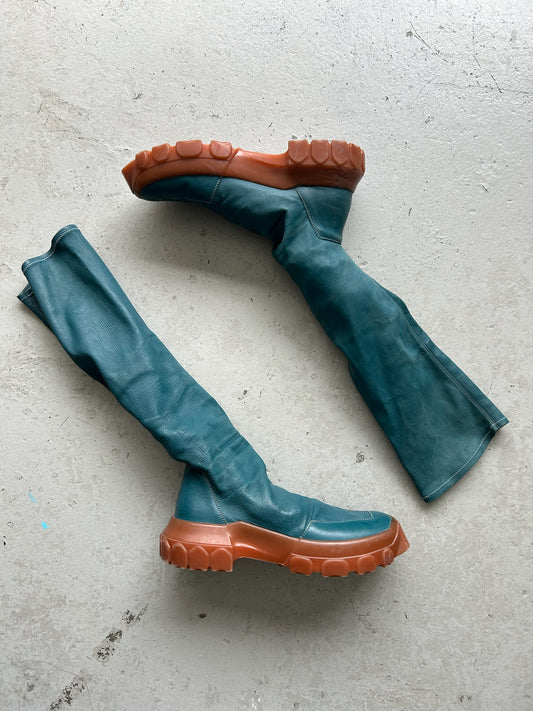 Rick Owens Tractor Bleuty/Rust Sock Boots (43)