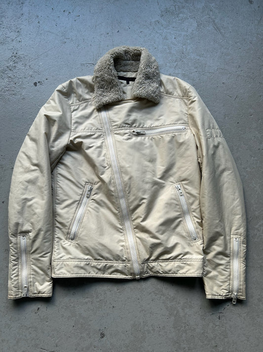 Veronique Branquinho Cream Nylon Asymmetrical Zip Jacket (46)