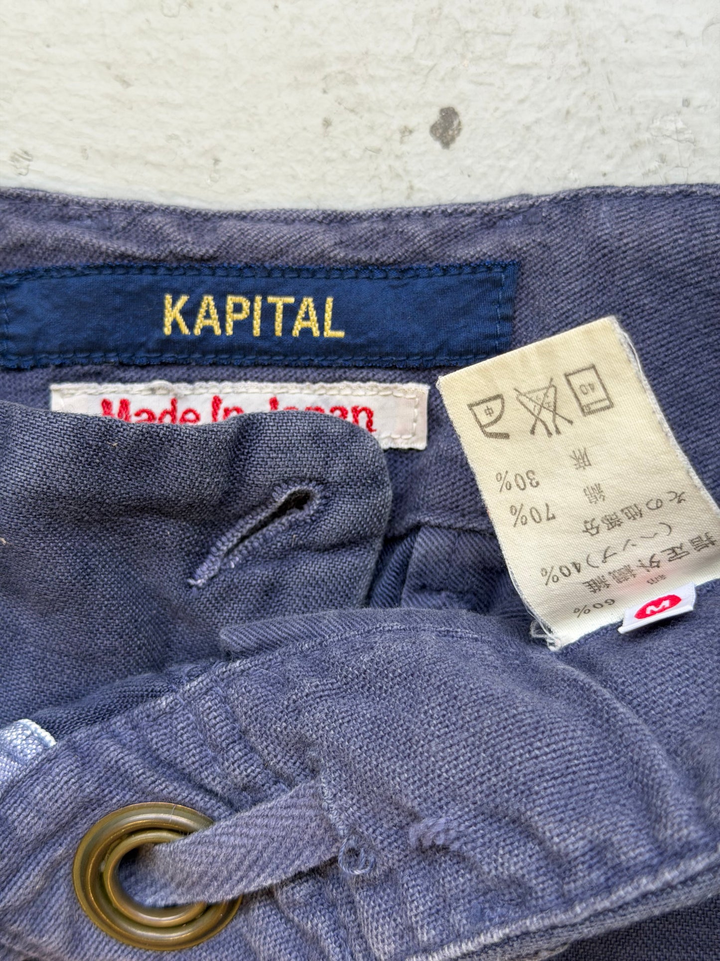 Kapital Block Line Navy Shorts (M)