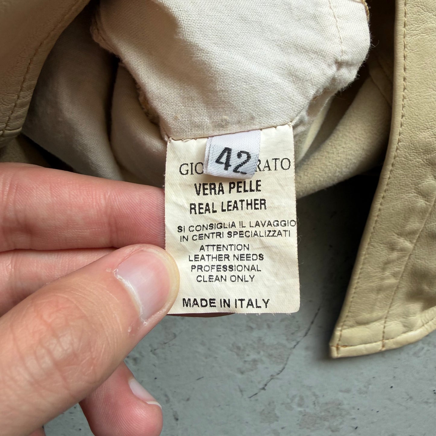 Giorgio Brato Cream Button Up Leather Shirt (42)