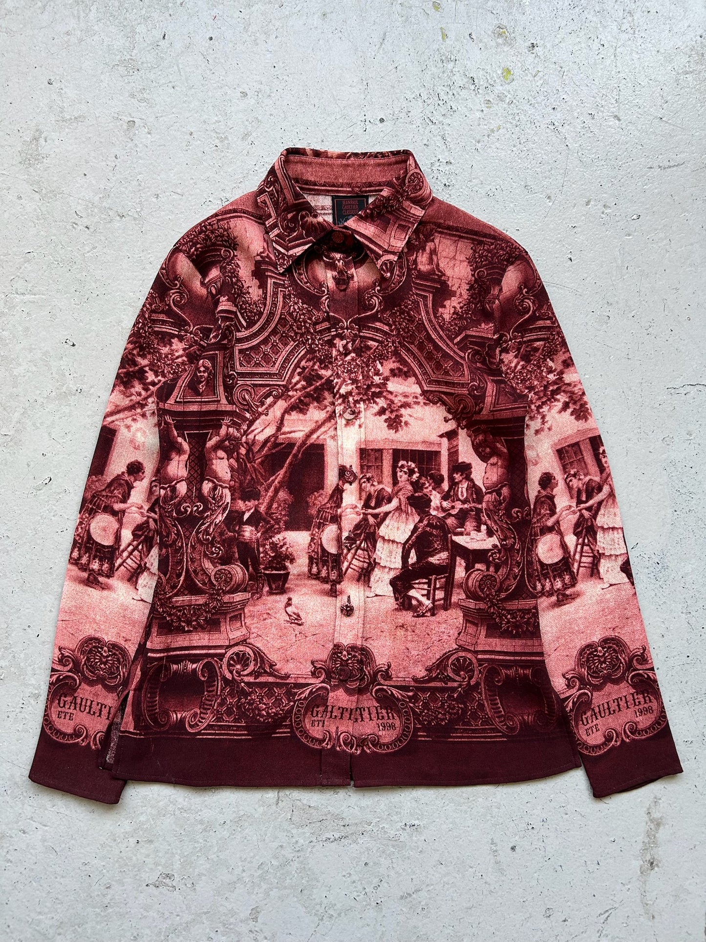 Jean Paul Gaultier SS98 Maroon Print Button Up (40)