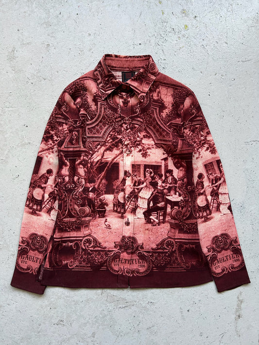 Jean Paul Gaultier SS98 Maroon Print Button Up (40)