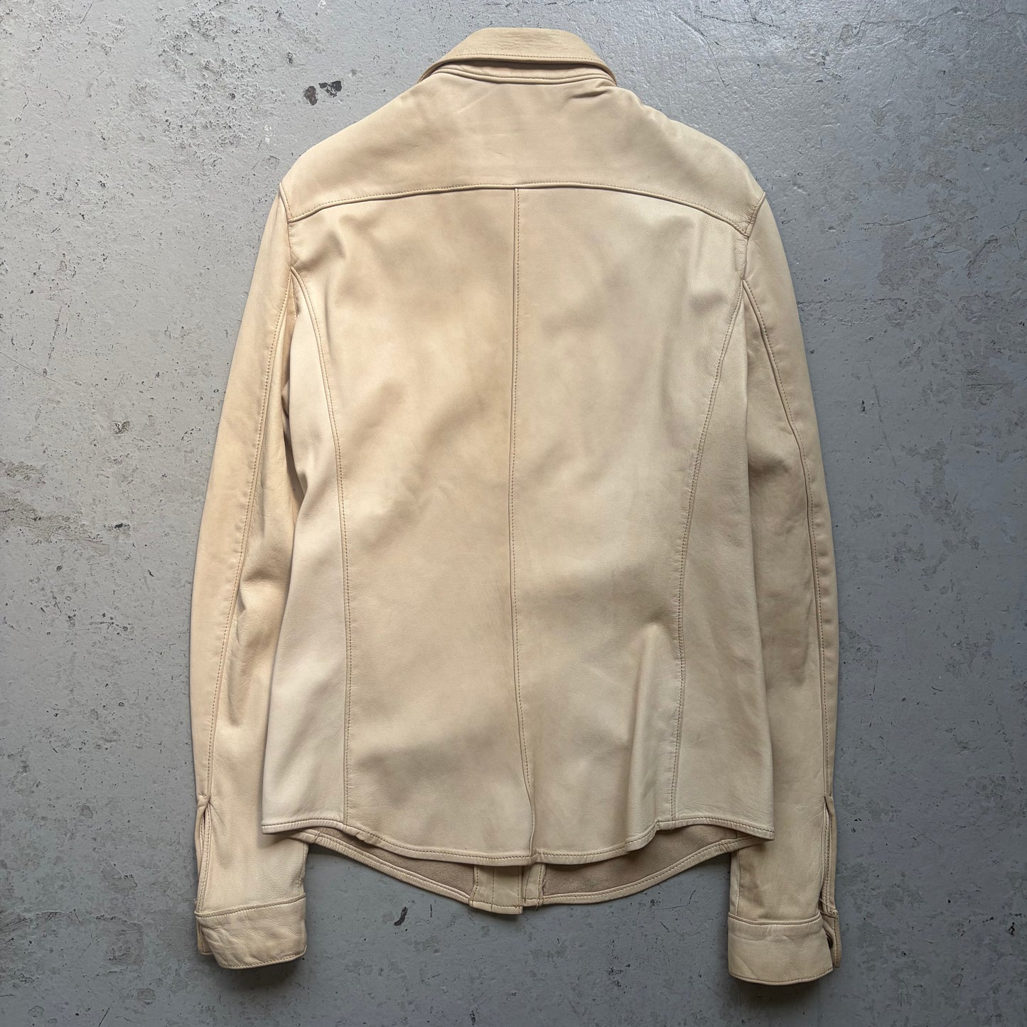 Giorgio Brato Cream Button Up Leather Shirt (42)