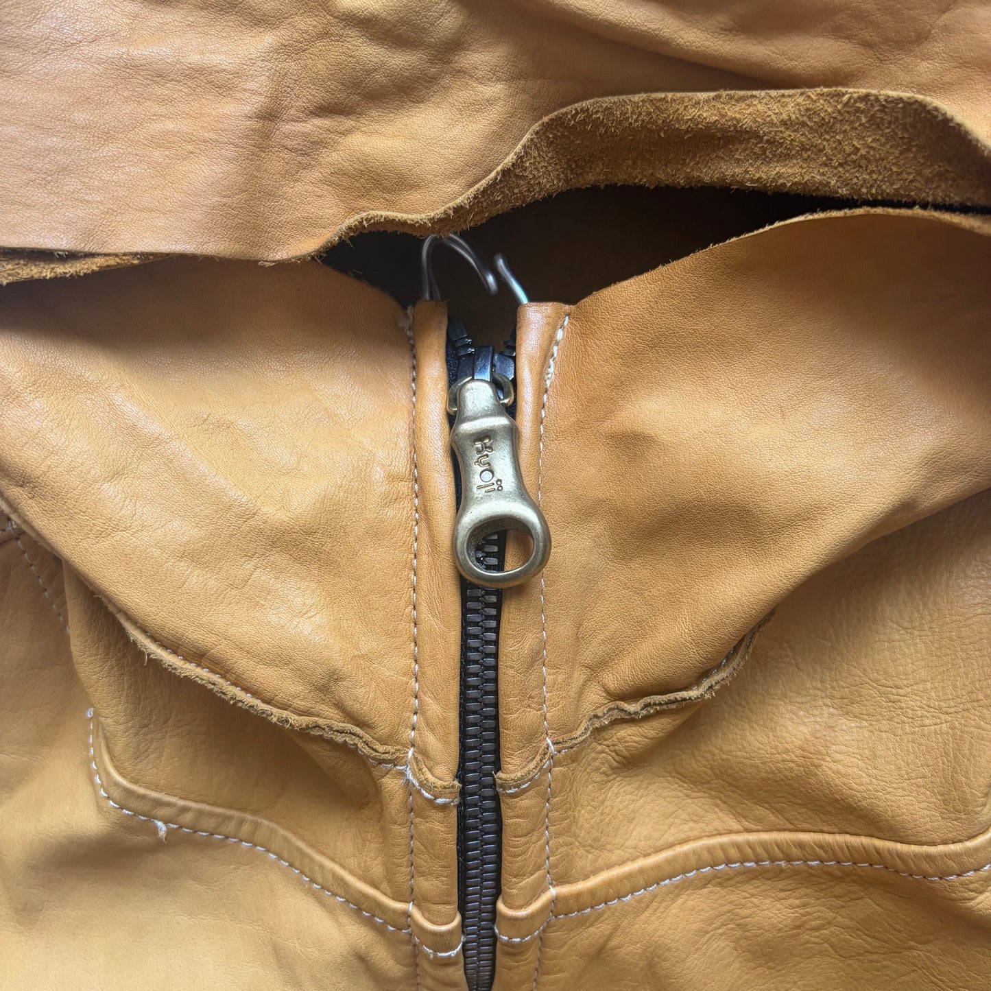 Kyoji Maruyama Brown Leather Hooded Jacket (48)