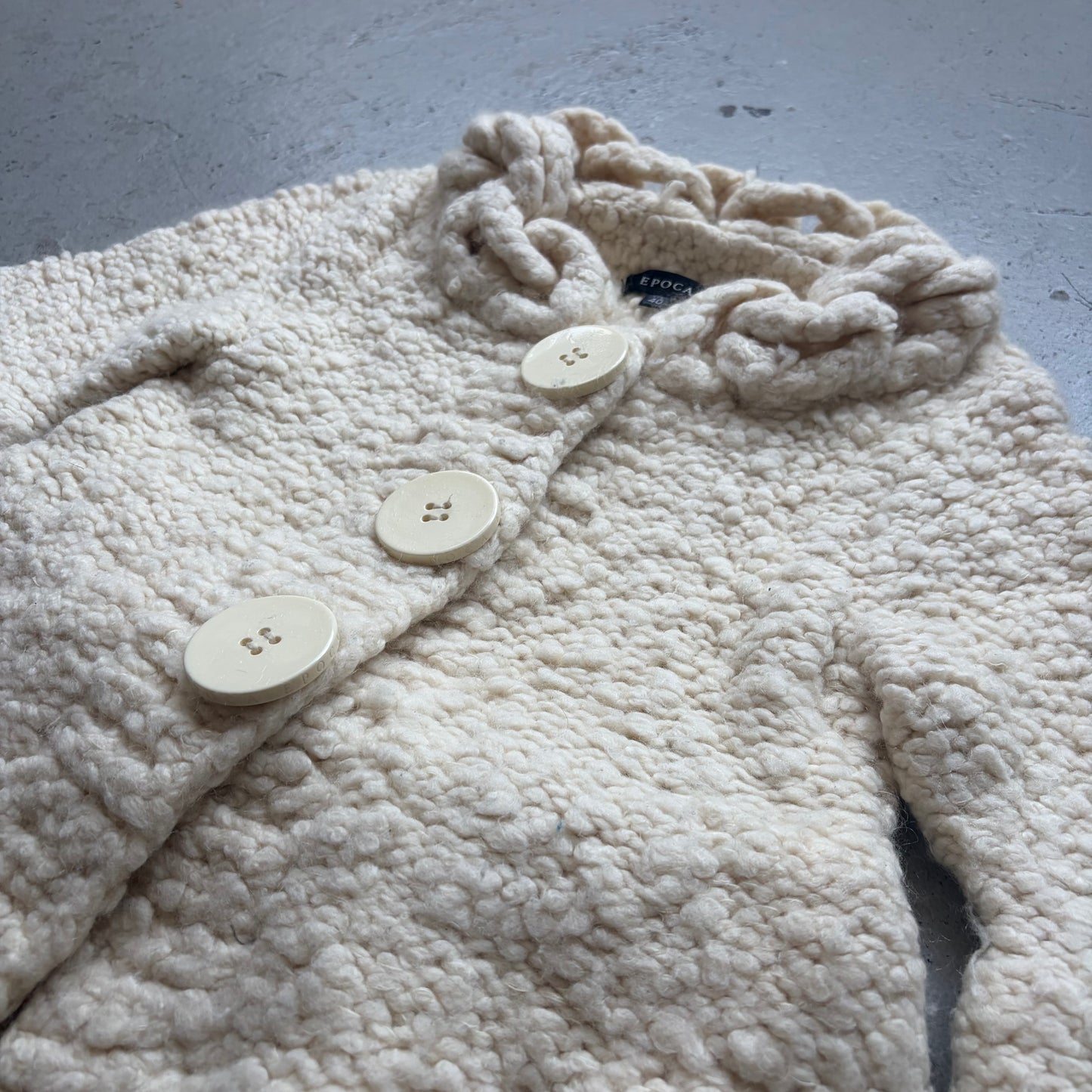 Epoca Cream Knit Large Button Jacket (40)