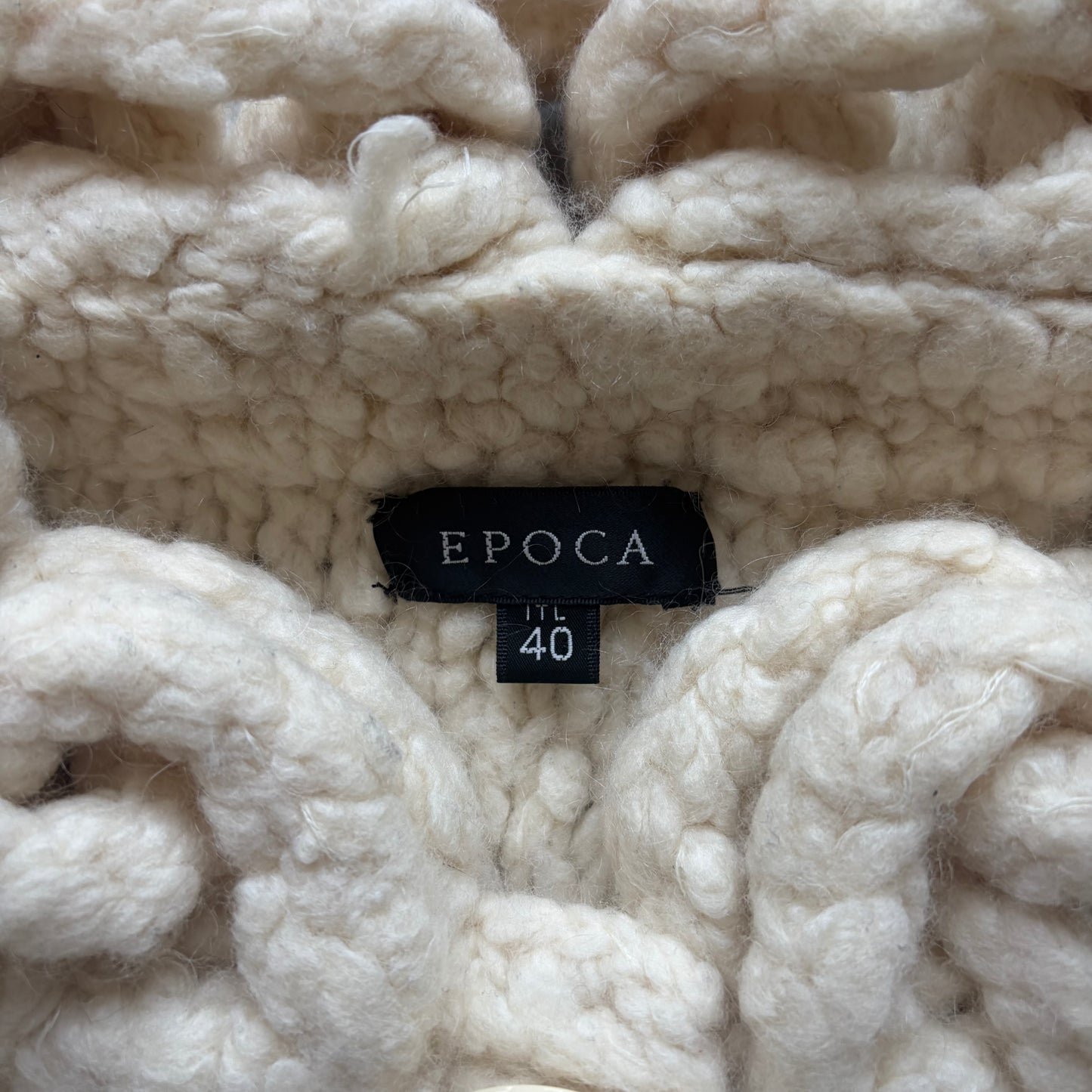 Epoca Cream Knit Large Button Jacket (40)