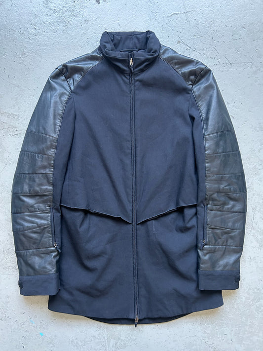 Burberry by Memichetti Prorsum Black Leather Sleeved Jacket  (38)