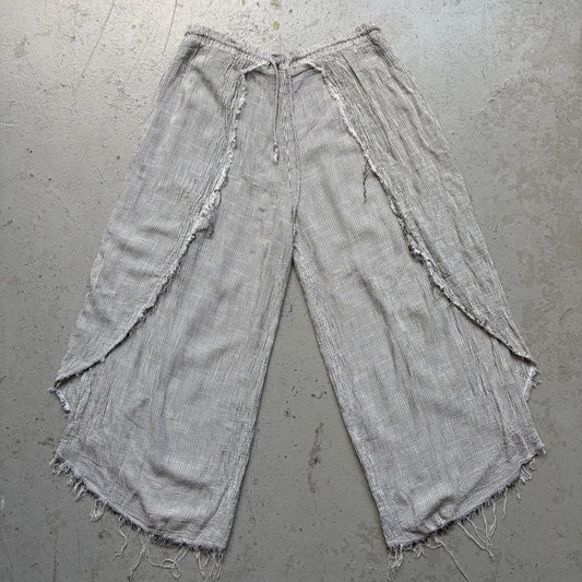 Black Crane Striped Linen Pants (S)