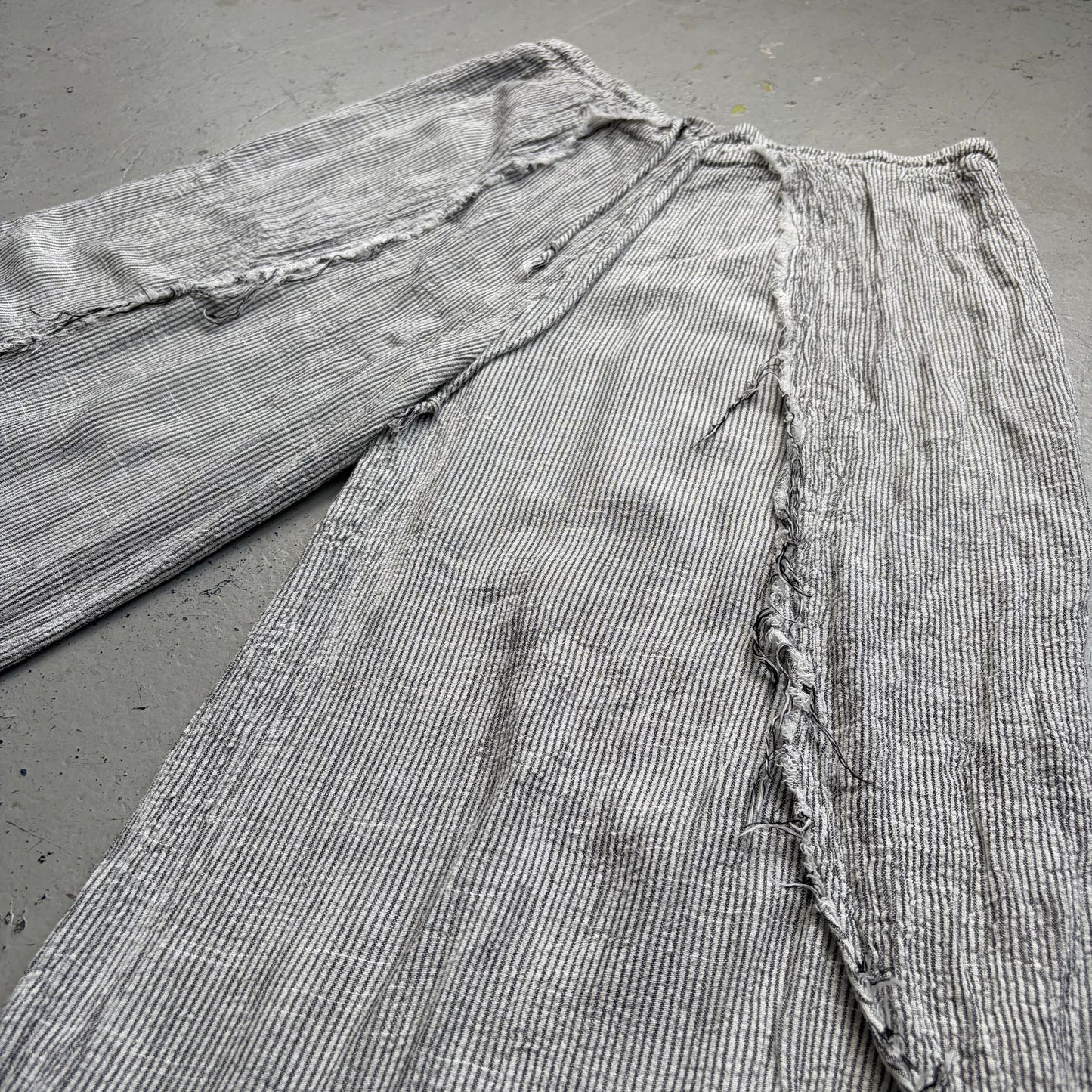 Black Crane Striped Linen Pants (S)