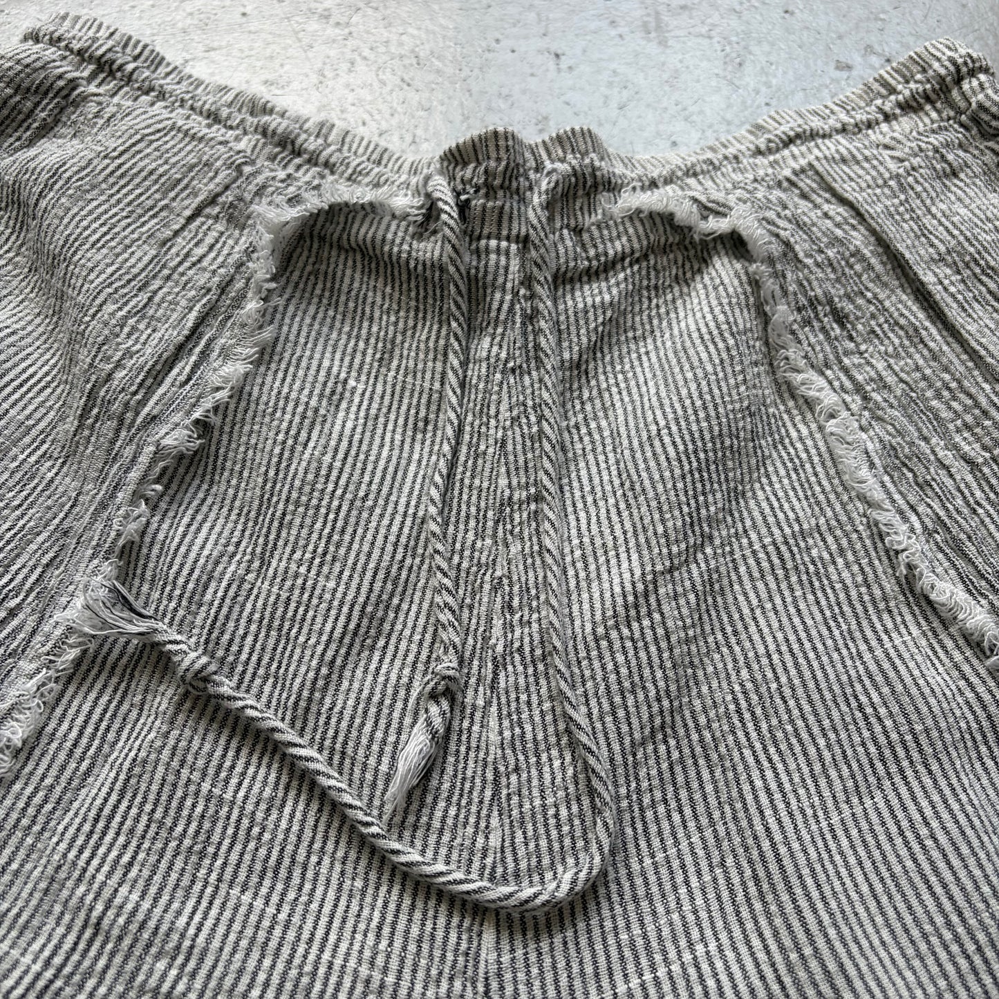 Black Crane Striped Linen Pants (S)