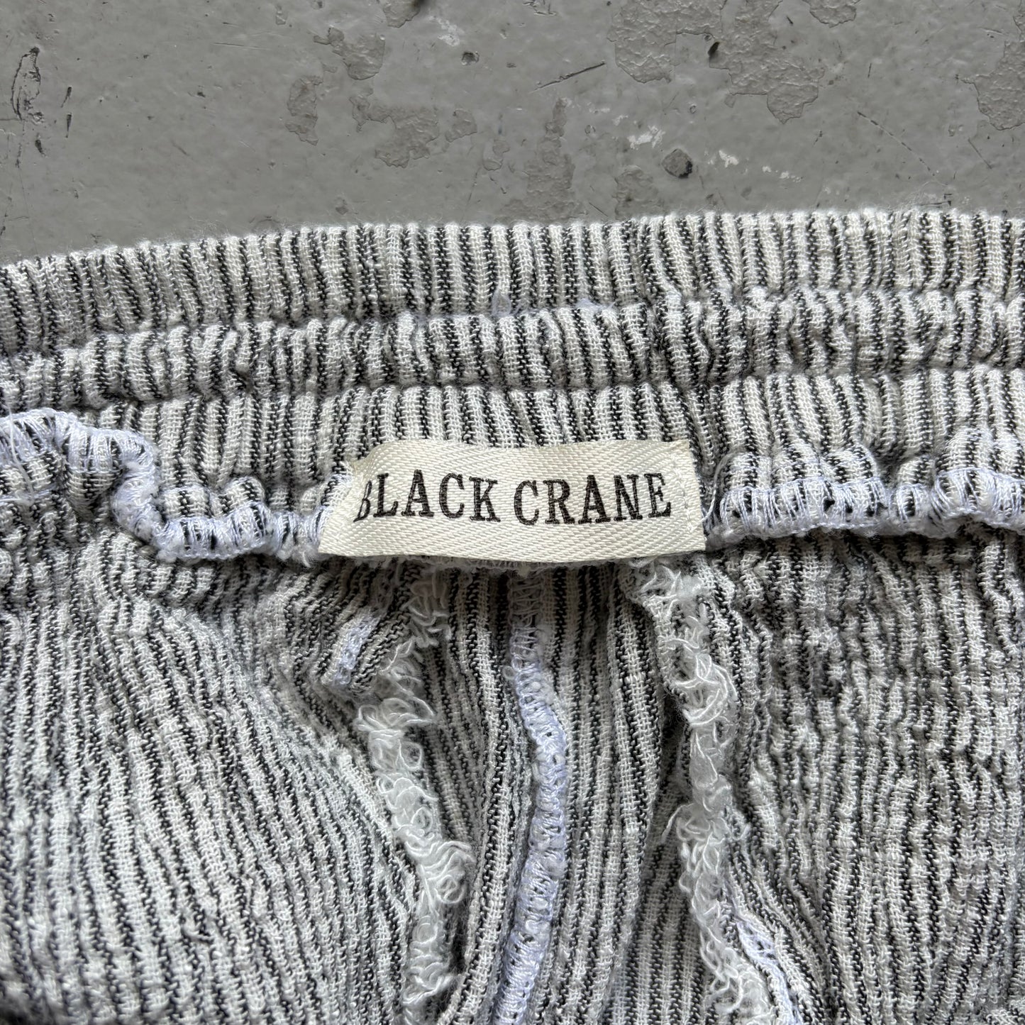 Black Crane Striped Linen Pants (S)