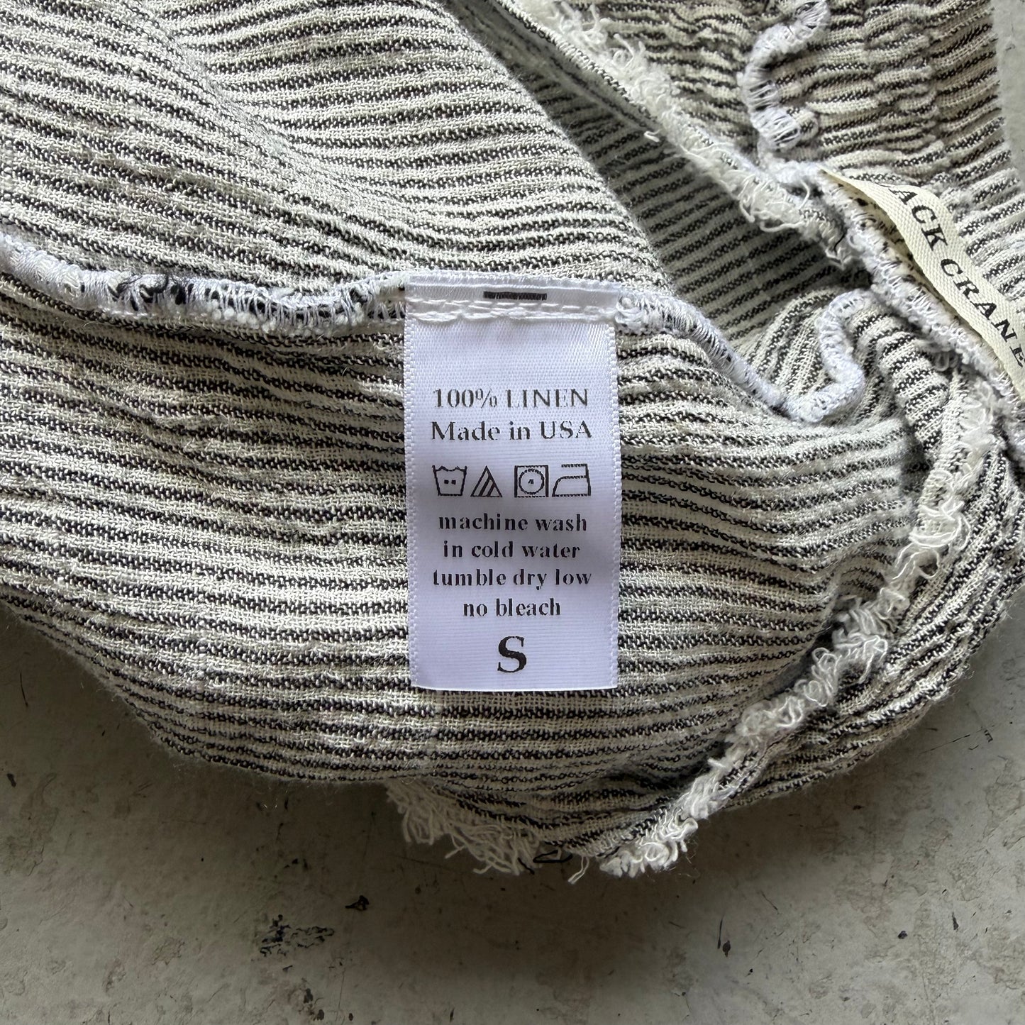 Black Crane Striped Linen Pants (S)