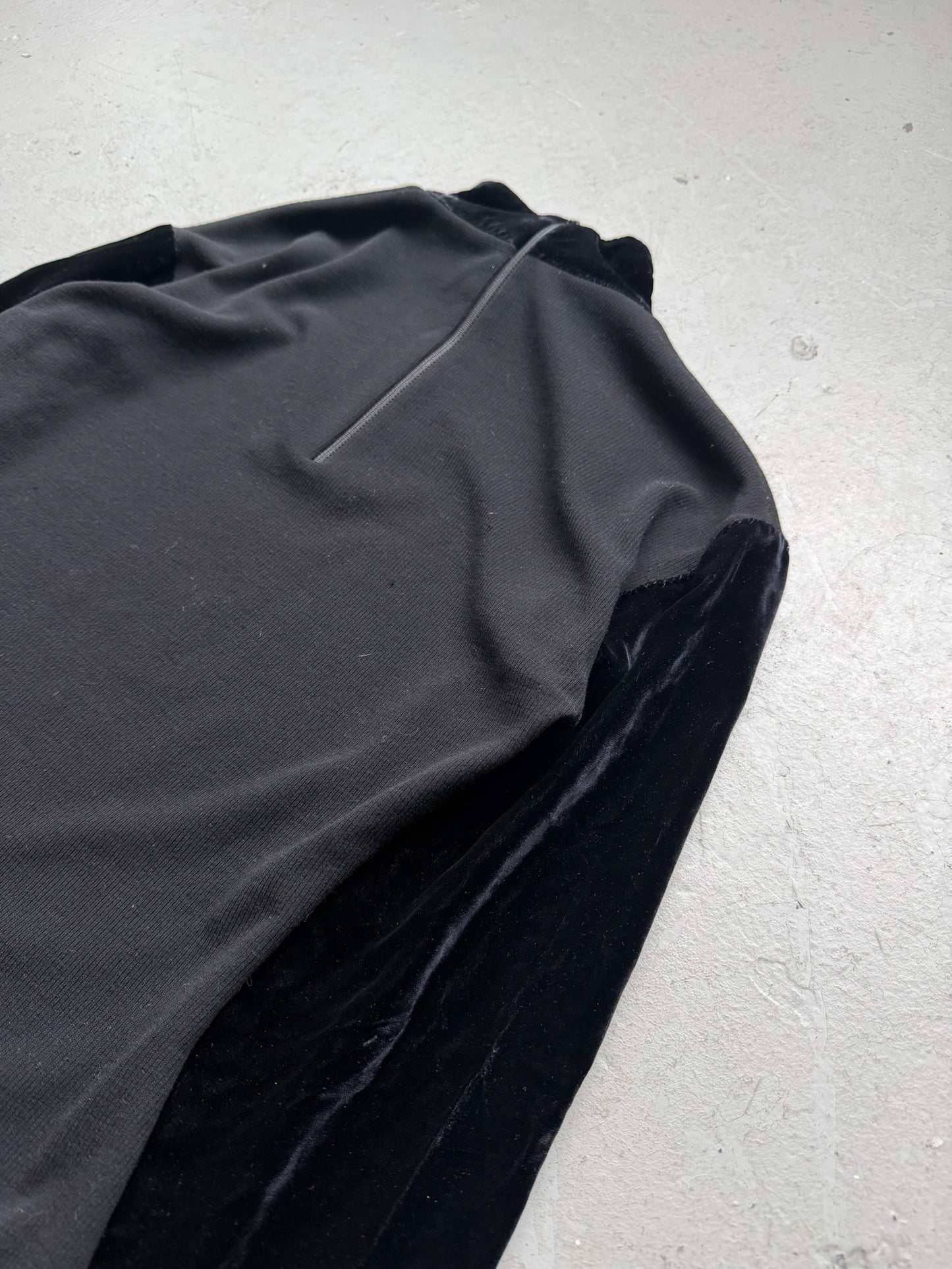 Jean Paul Gaultier Stretch Black Velour Quarter Zip (40)