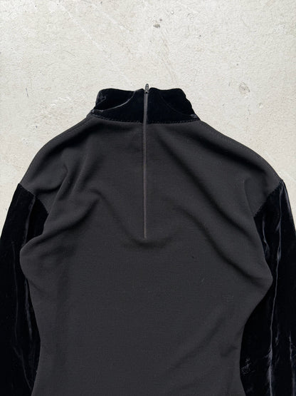 Jean Paul Gaultier Stretch Black Velour Quarter Zip (40)