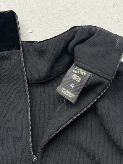 Jean Paul Gaultier Stretch Black Velour Quarter Zip (40)