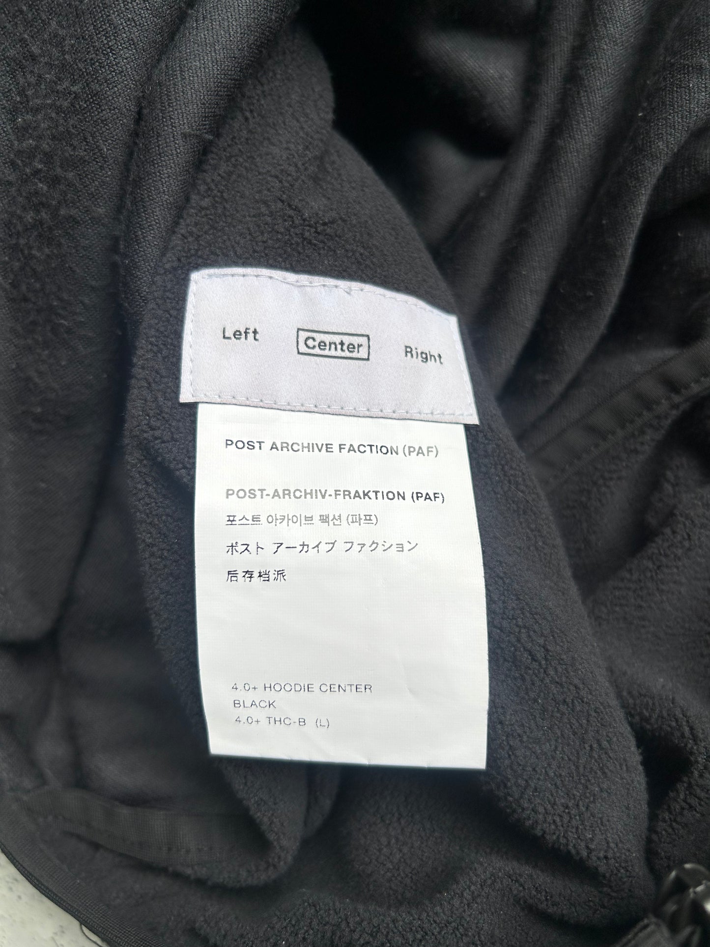 Post Archive Faction 4.0 Center Black Hoodie (L)