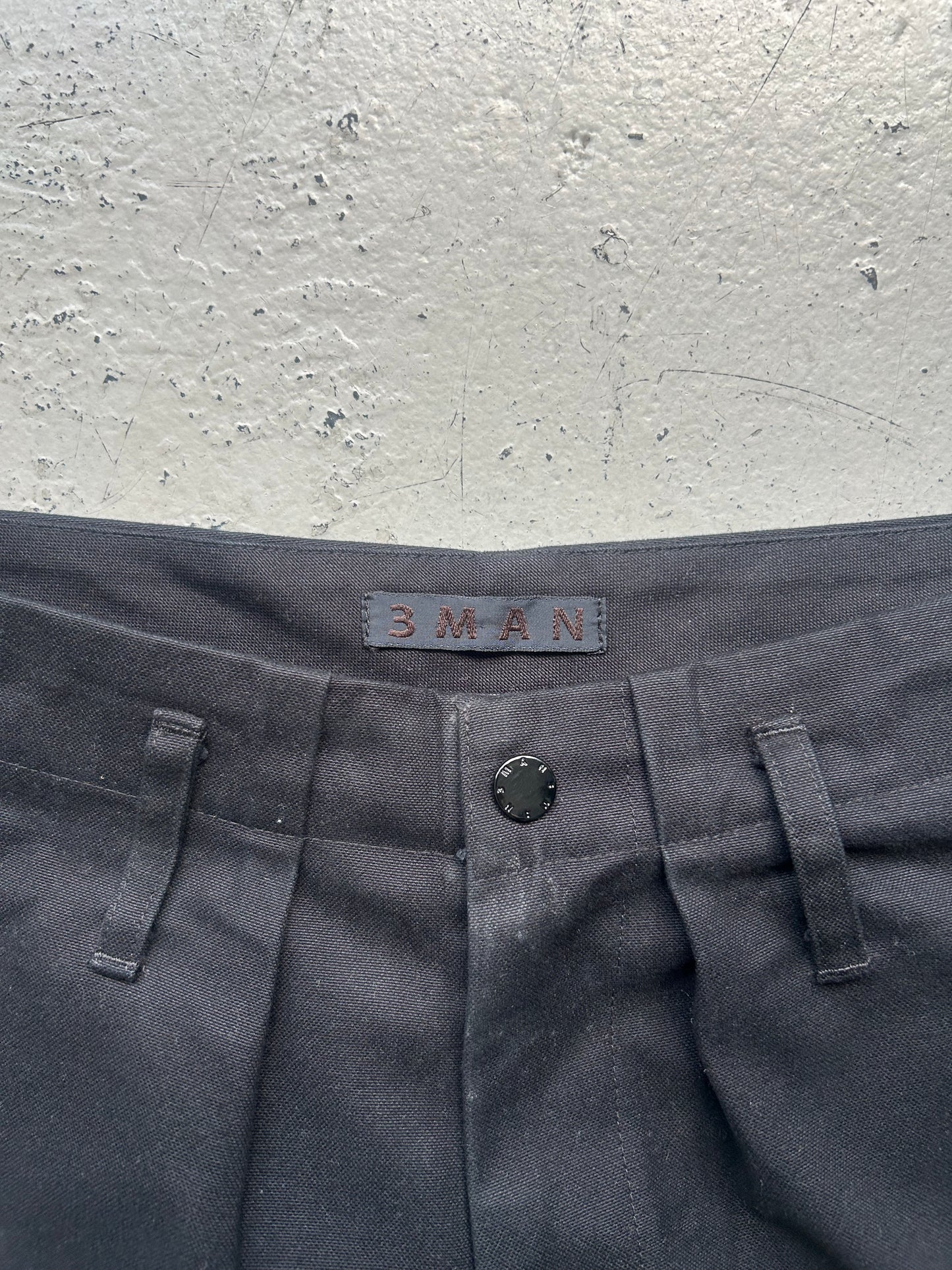 3Man Pleated Black Shorts (S)