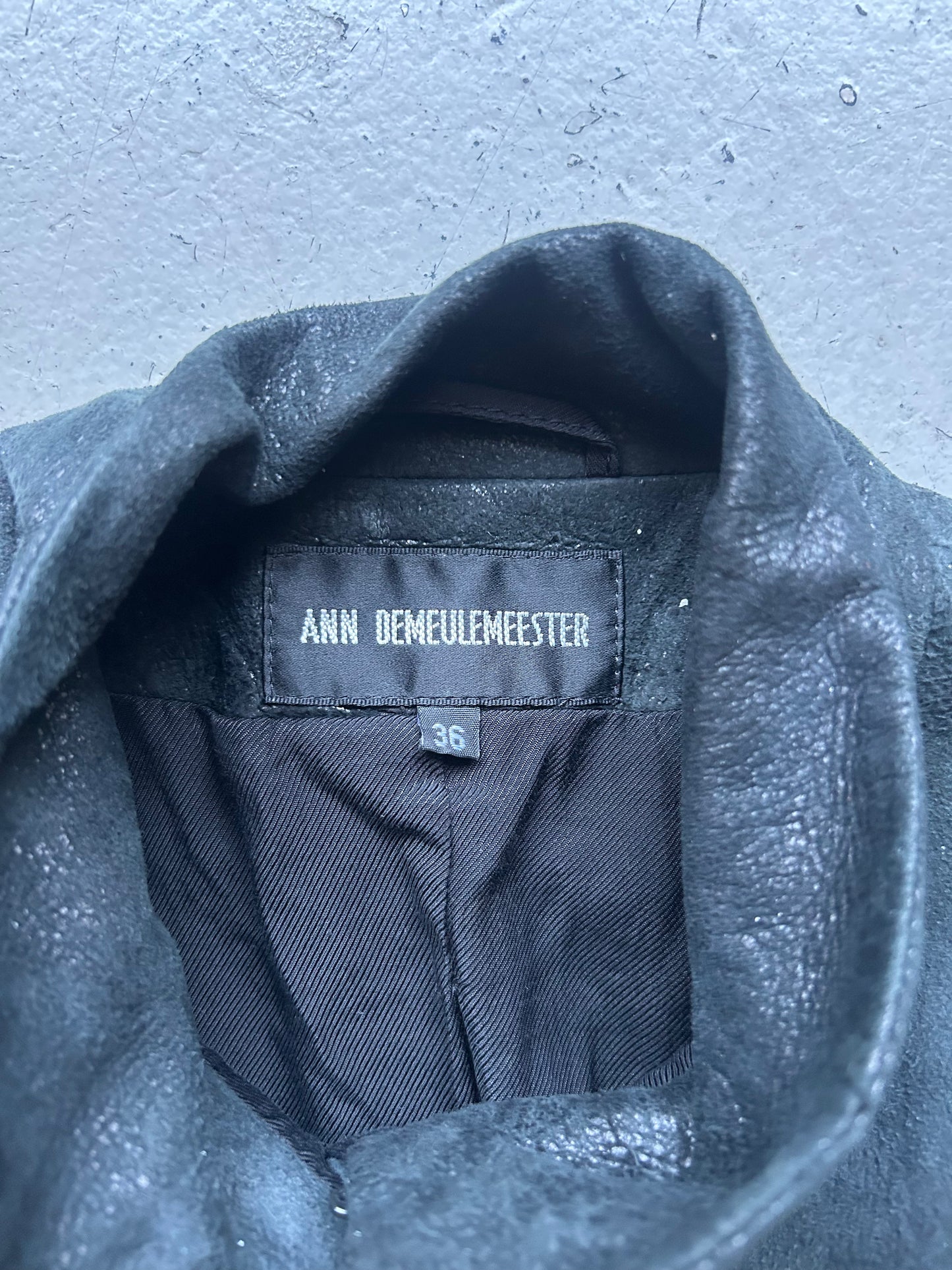 Ann Demeulemeester AW18 Cracked Leather Napoleon Jacket (36)
