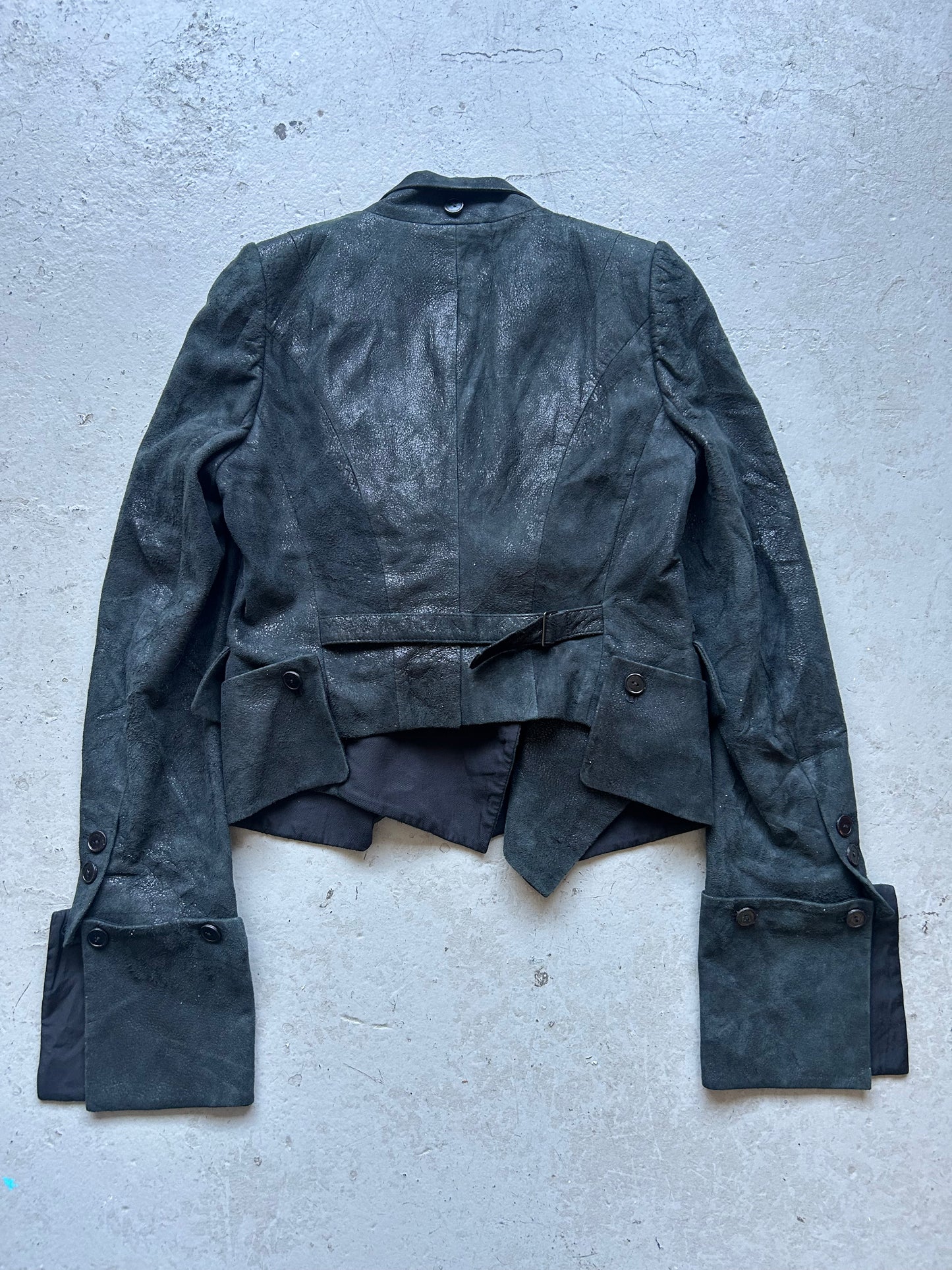 Ann Demeulemeester AW18 Cracked Leather Napoleon Jacket (36)