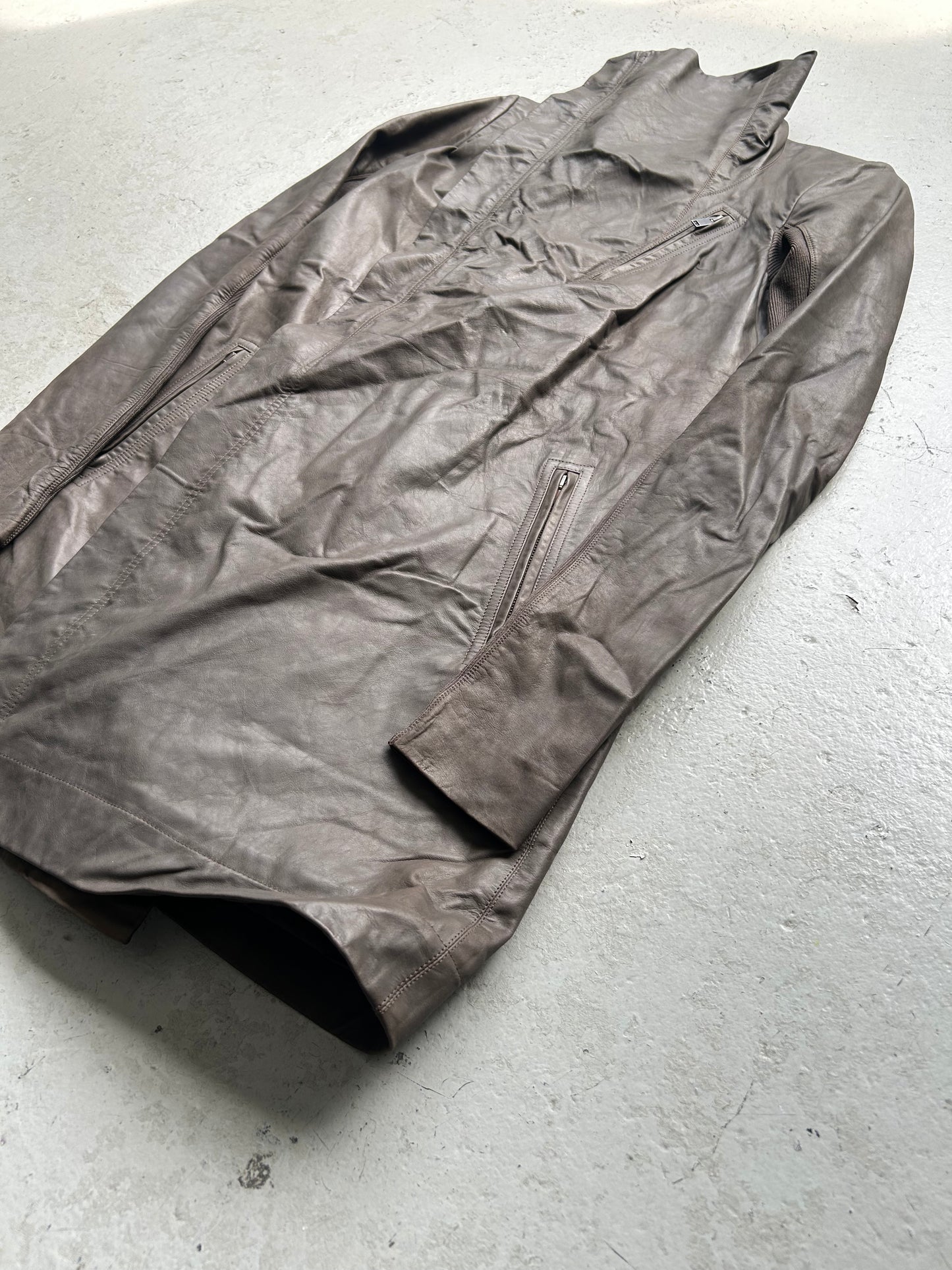 Rick Owens Leather Trench Jacket (42)
