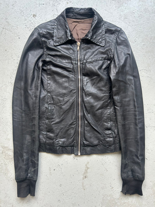 Rick Owens FW03 TRUCKER Black Leather Jacket (XS)