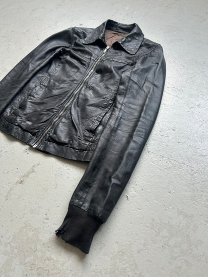 Rick Owens FW03 TRUCKER Black Leather Jacket (XS)
