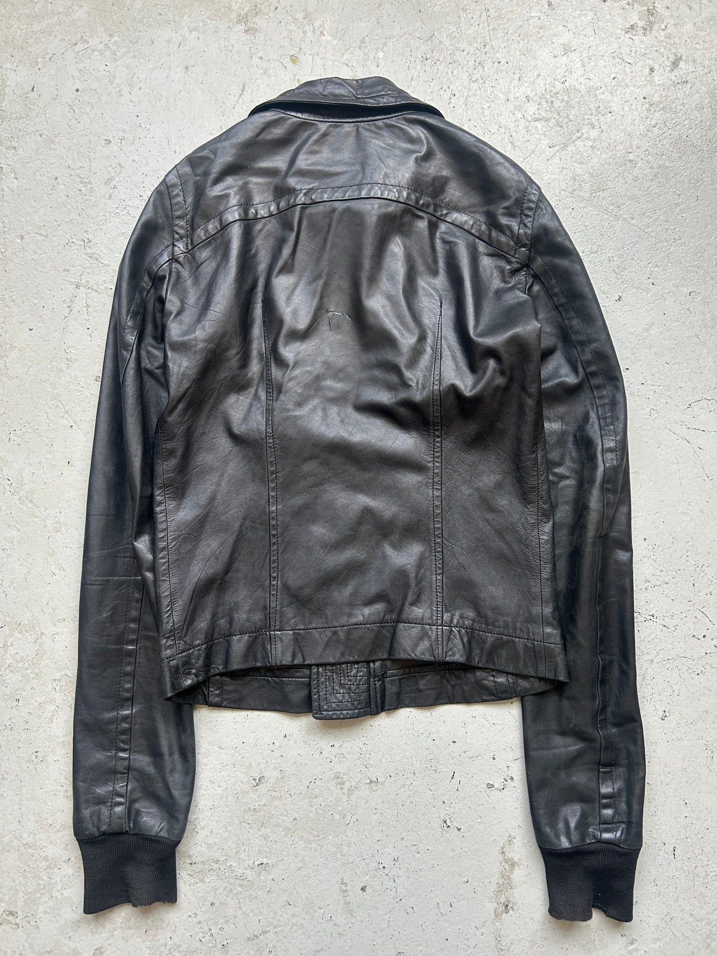 Rick Owens FW03 TRUCKER Black Leather Jacket (XS)