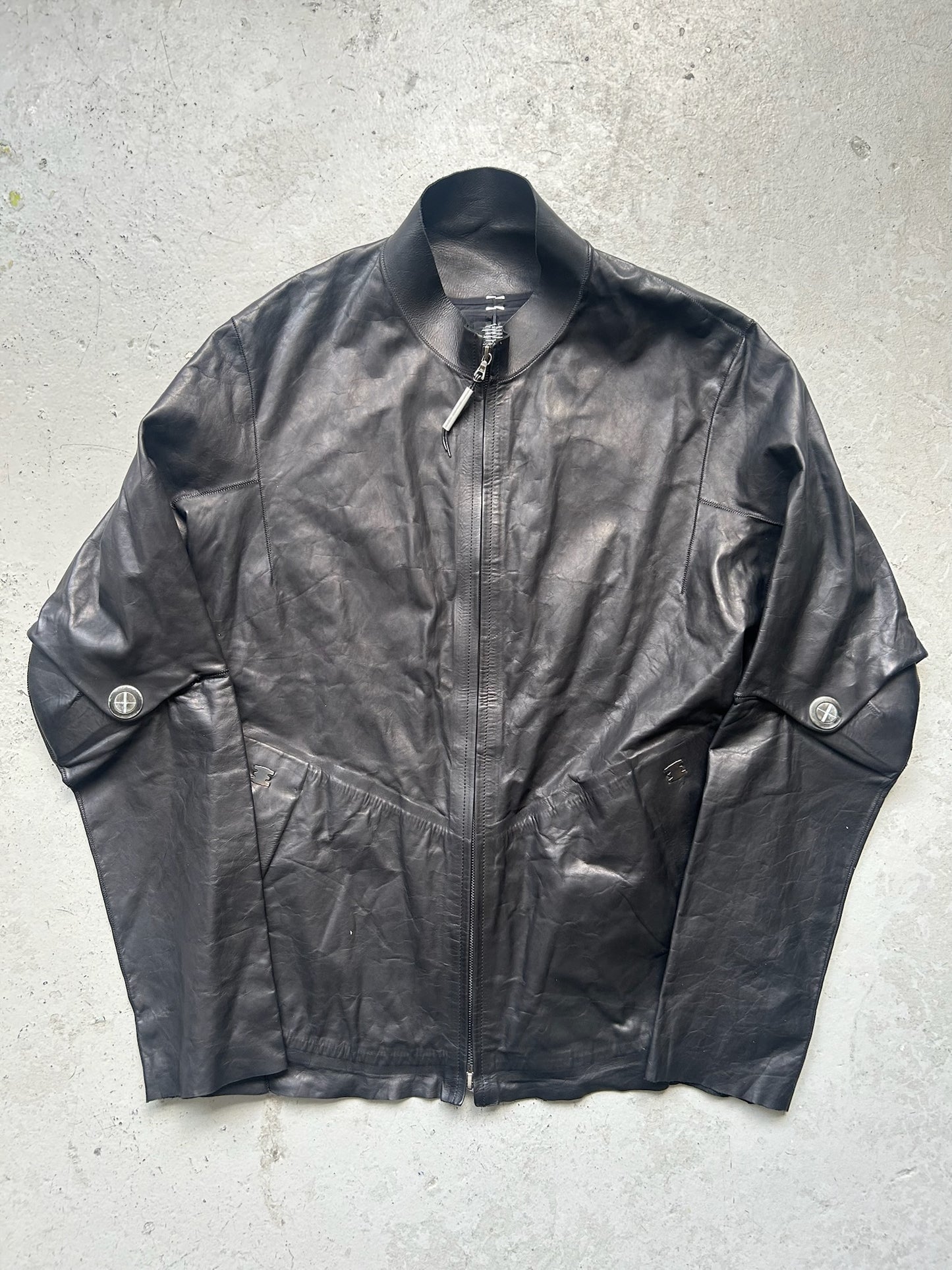 Isaac Sellam Experience Prosthetic Staple Spine Leather Jacket (XL)