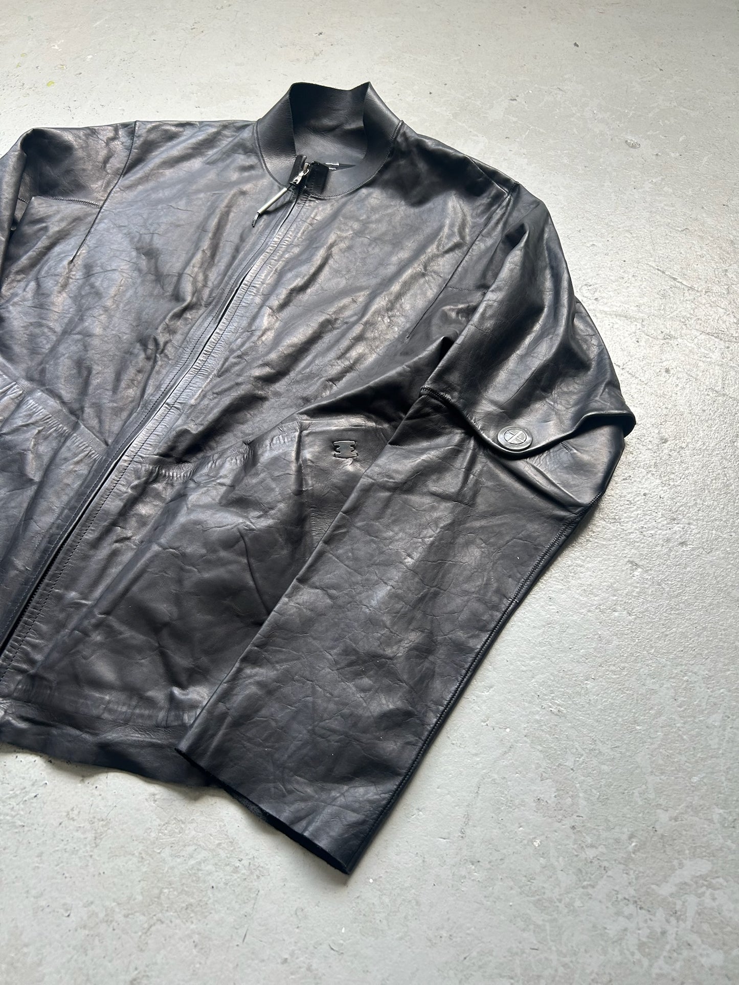 Isaac Sellam Experience Prosthetic Staple Spine Leather Jacket (XL)