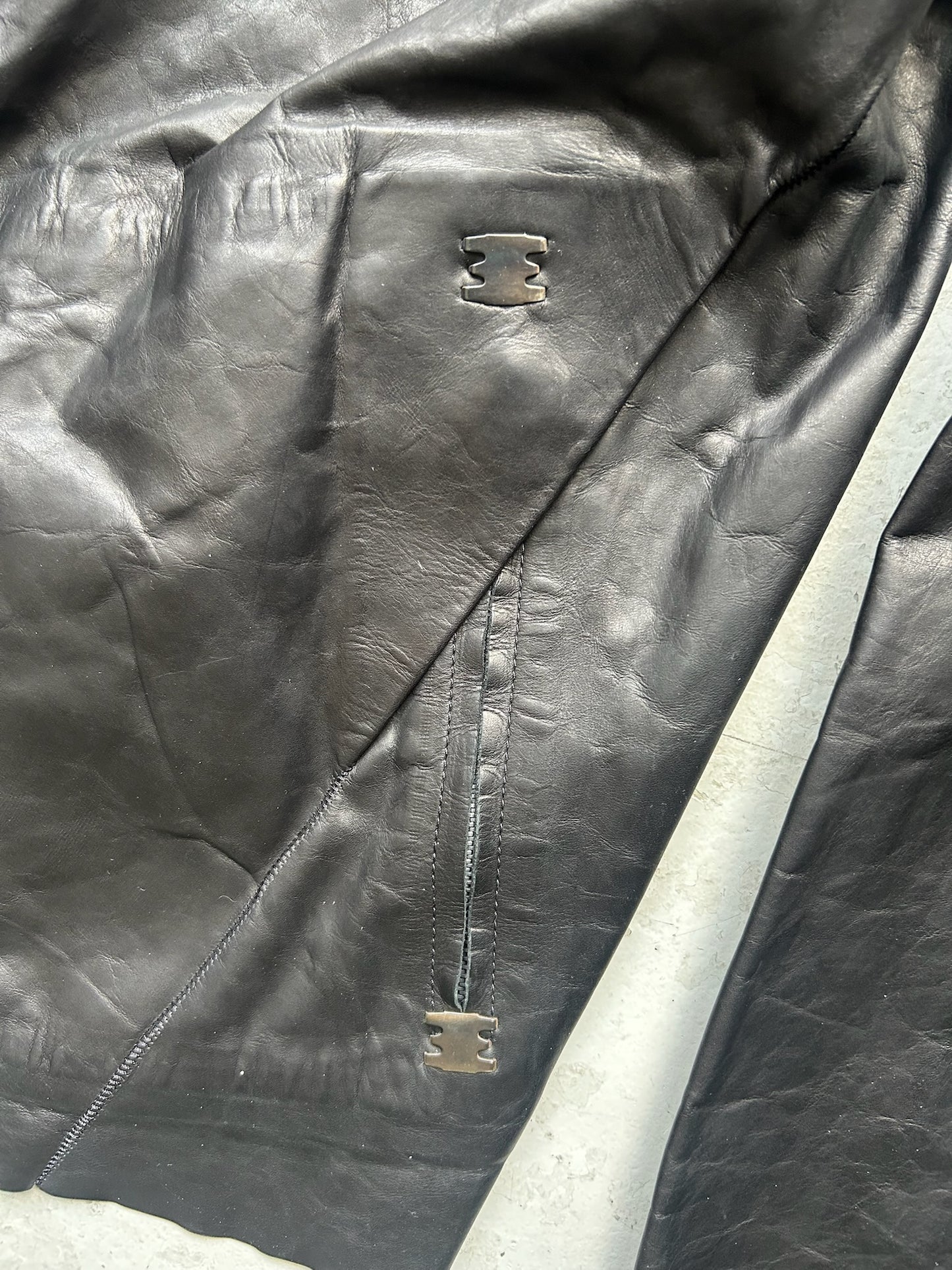 Isaac Sellam Experience Prosthetic Staple Spine Leather Jacket (XL)