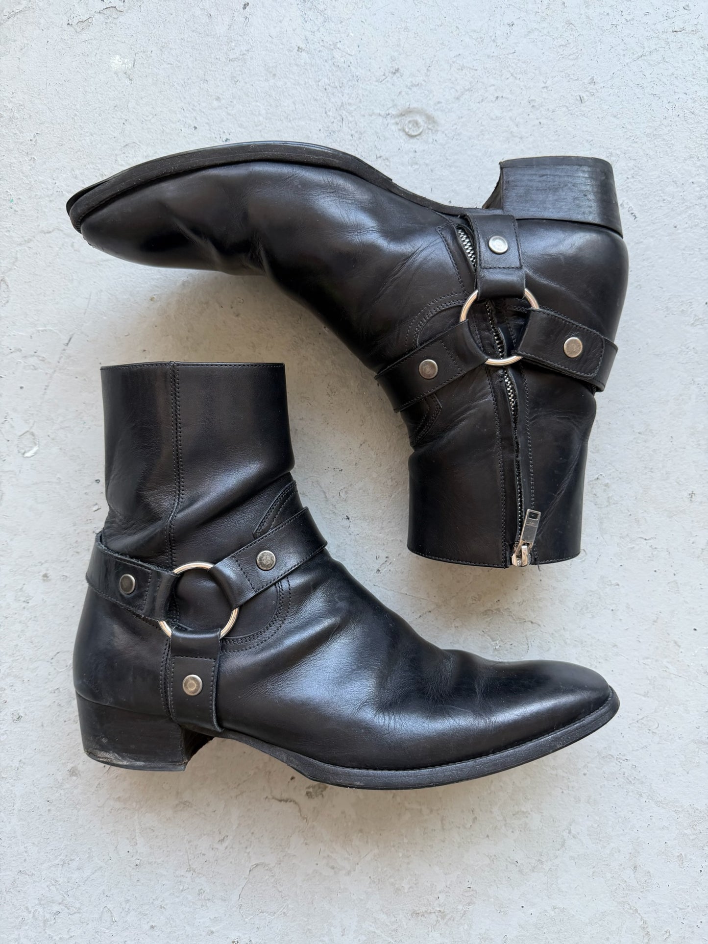 Saint Laurent Paris Leather Harness Wyatt Boots (44)