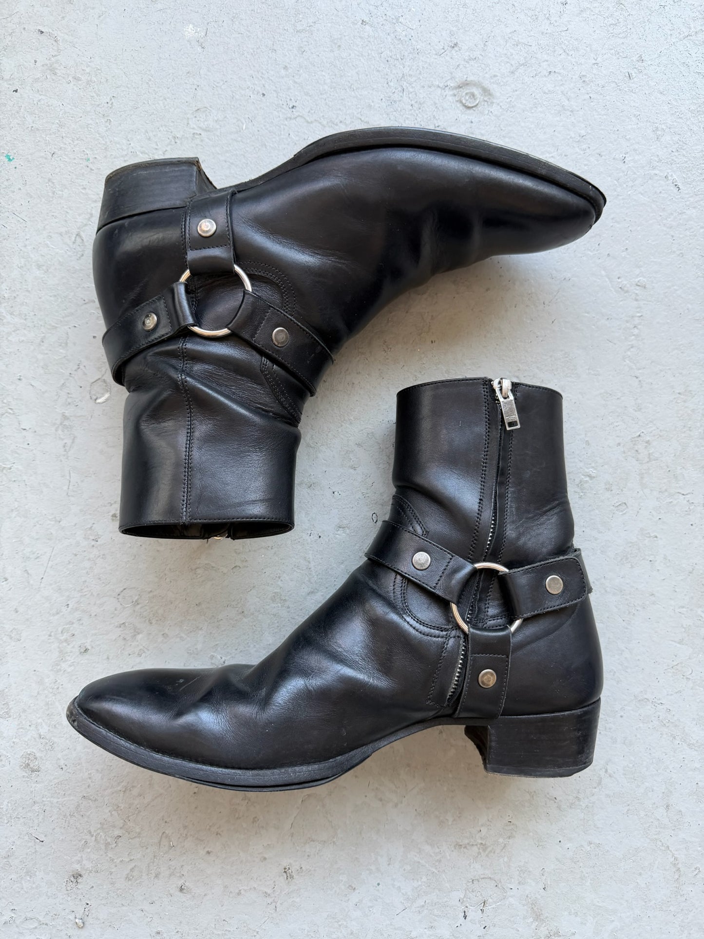 Saint Laurent Paris Leather Harness Wyatt Boots (44)