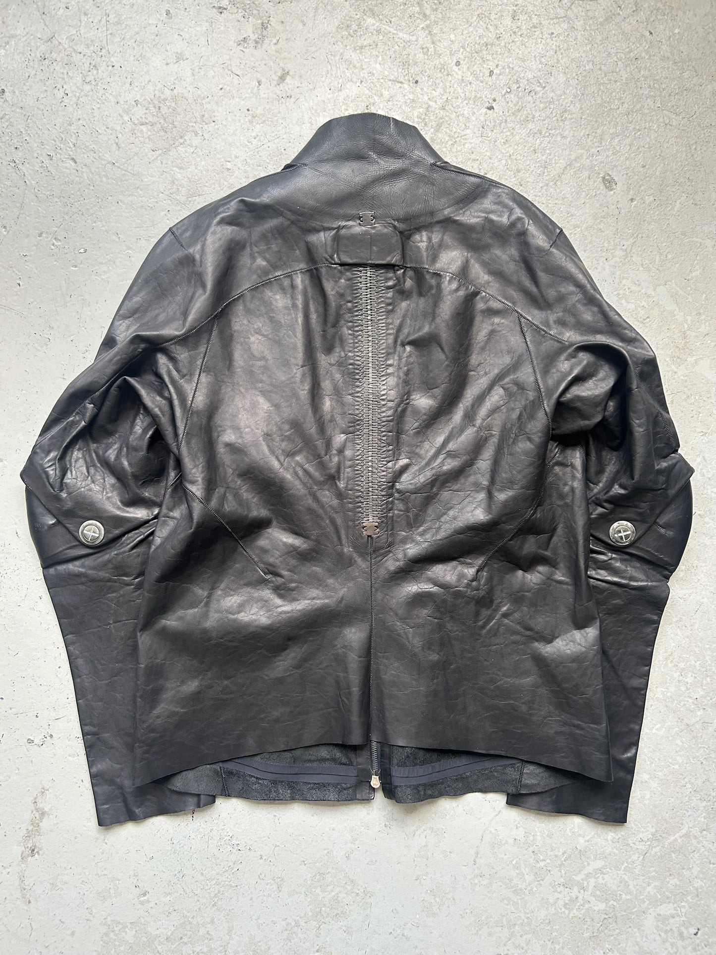 Isaac Sellam Experience Prosthetic Staple Spine Leather Jacket (XL)