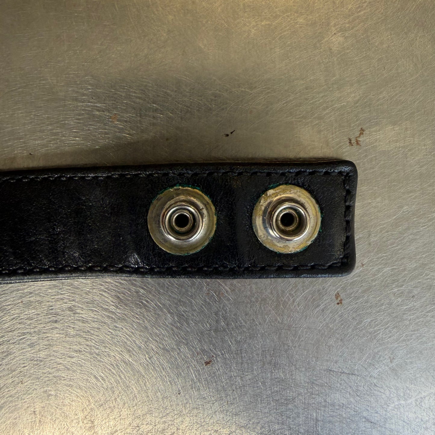 Chrome Hearts Black Leather Strap Silver Fleur Snap Bracelet (OS)