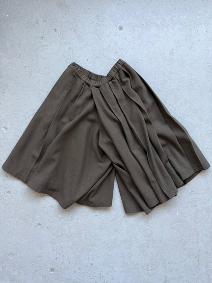 Comme Des Garcons 2014 Olive Wool Pleated Shorts (M)