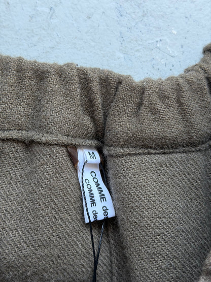 Comme Des Garcons 2014 Olive Wool Pleated Shorts (M)