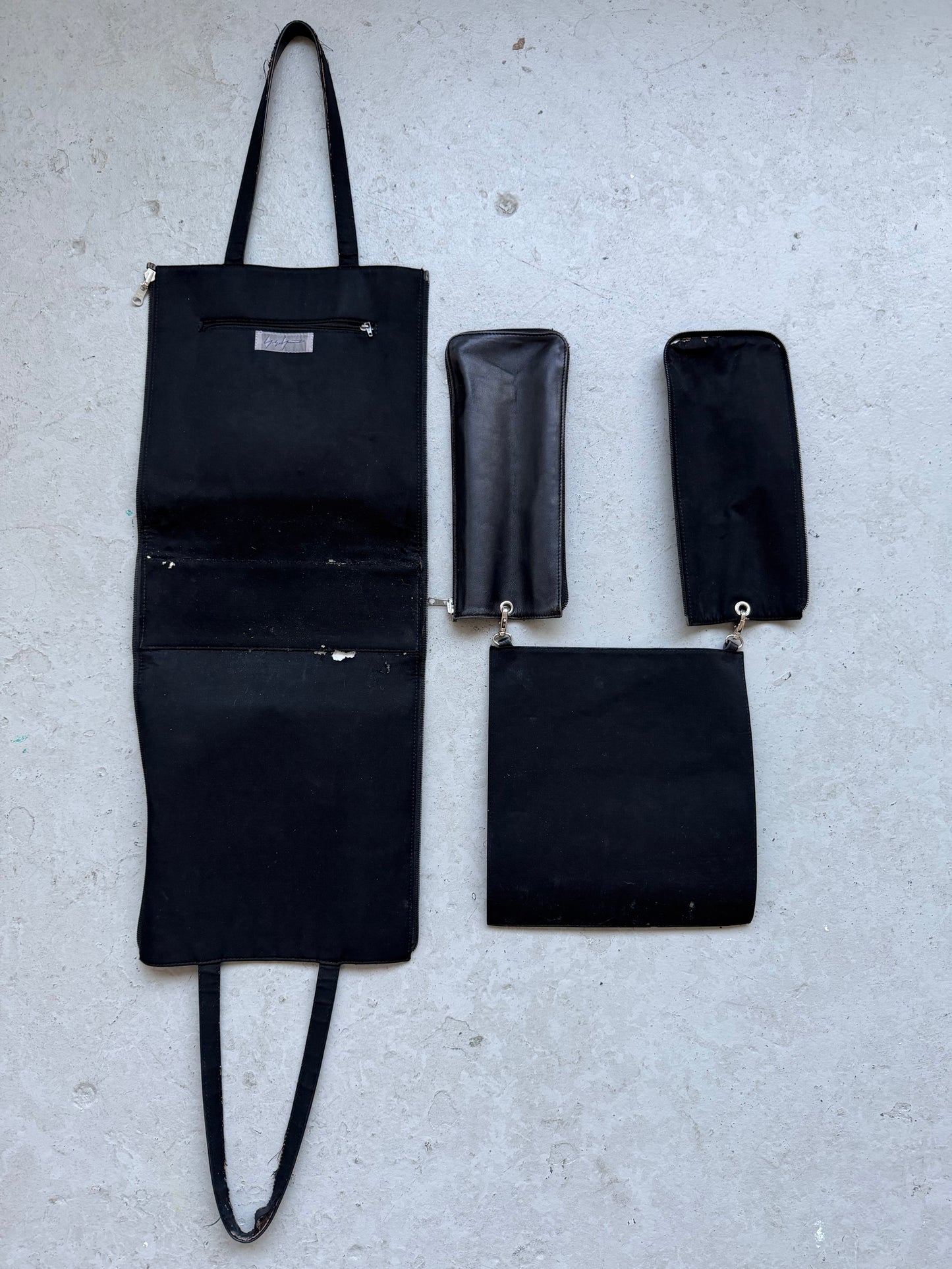 Yohji Yamamoto Modular Black Zip Leather Bag (OS)