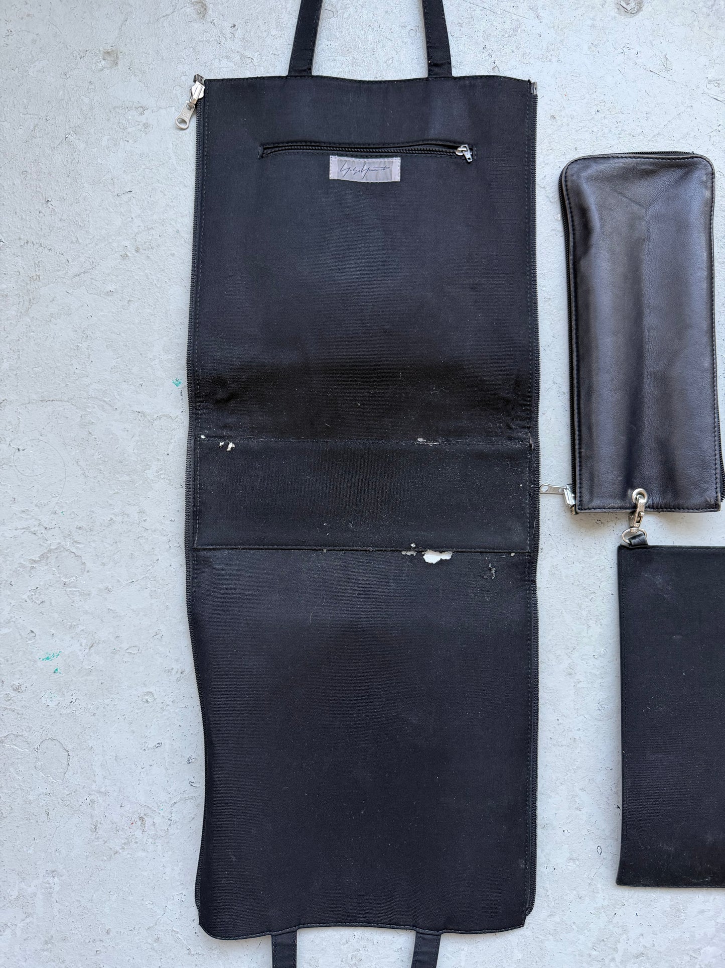 Yohji Yamamoto Modular Black Zip Leather Bag (OS)