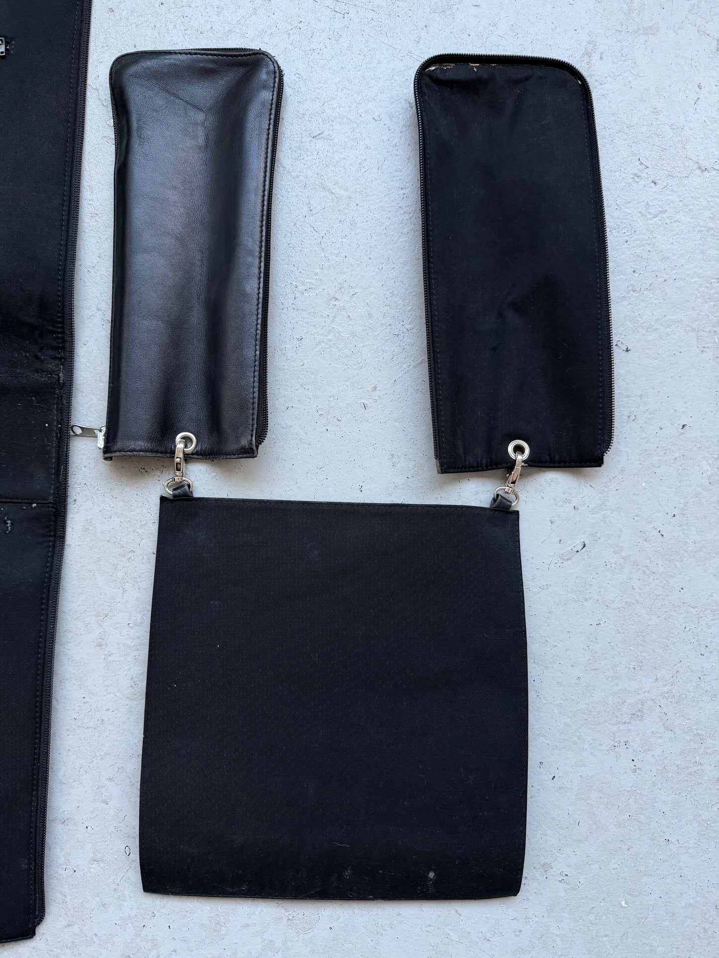 Yohji Yamamoto Modular Black Zip Leather Bag (OS)