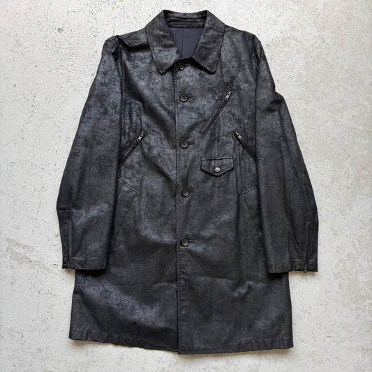 Comme Des Garcons Homme AD2005 Black Waxed Long Coat (M)