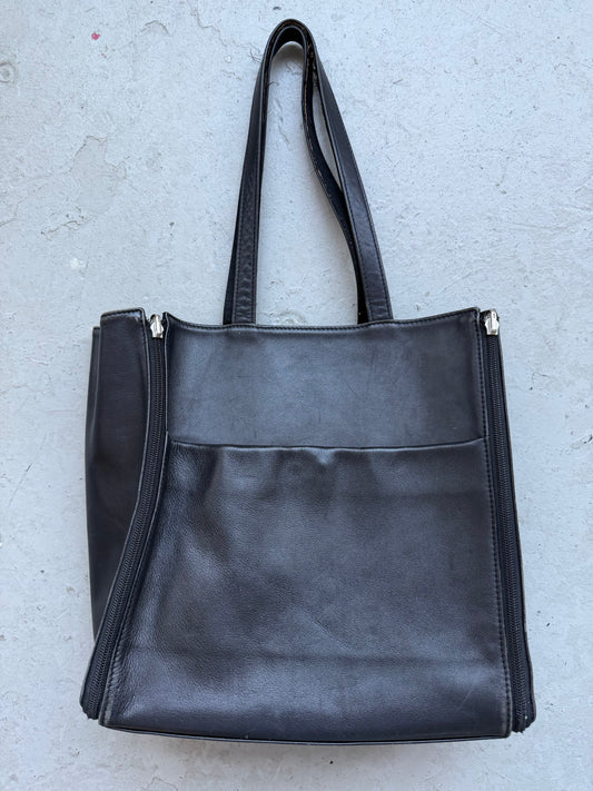 Yohji Yamamoto Modular Black Zip Leather Bag (OS)