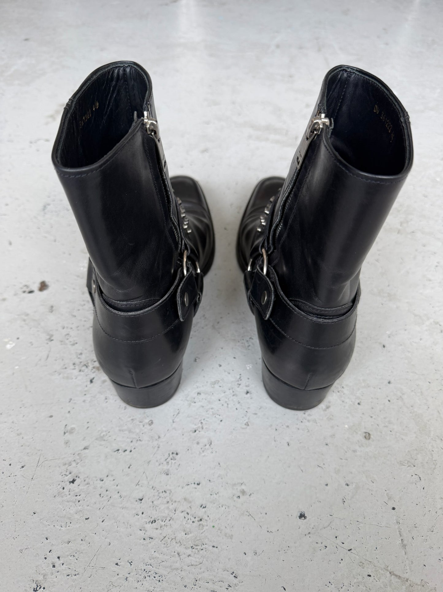 Saint Laurent Paris Studded Black Leather Wyatt Boots (44.5)