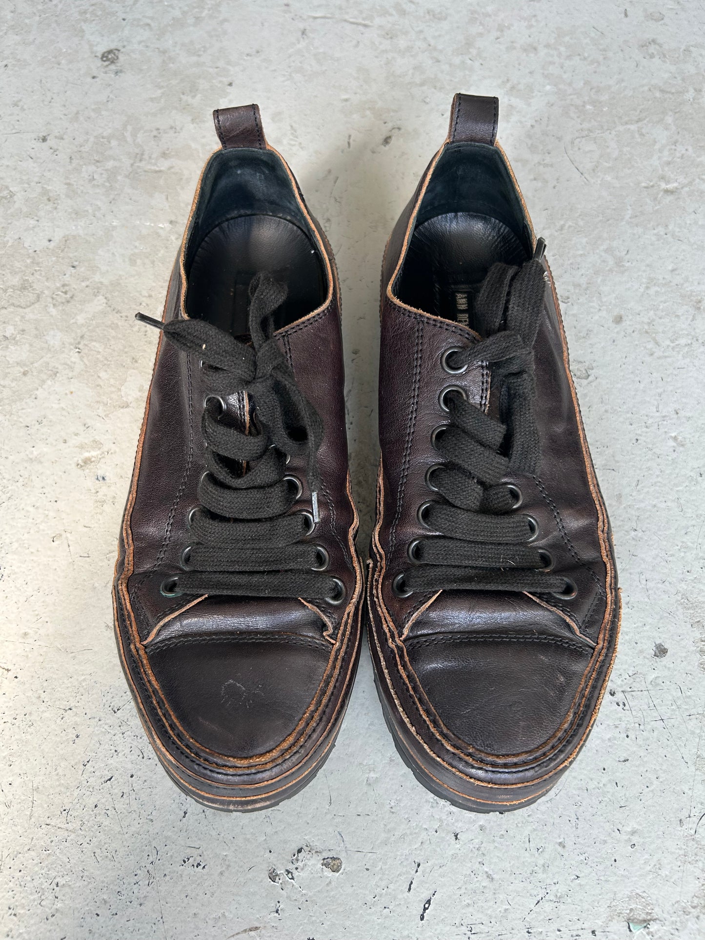 Ann Demeulemeester Leather Lug Sole Sneakers (41)