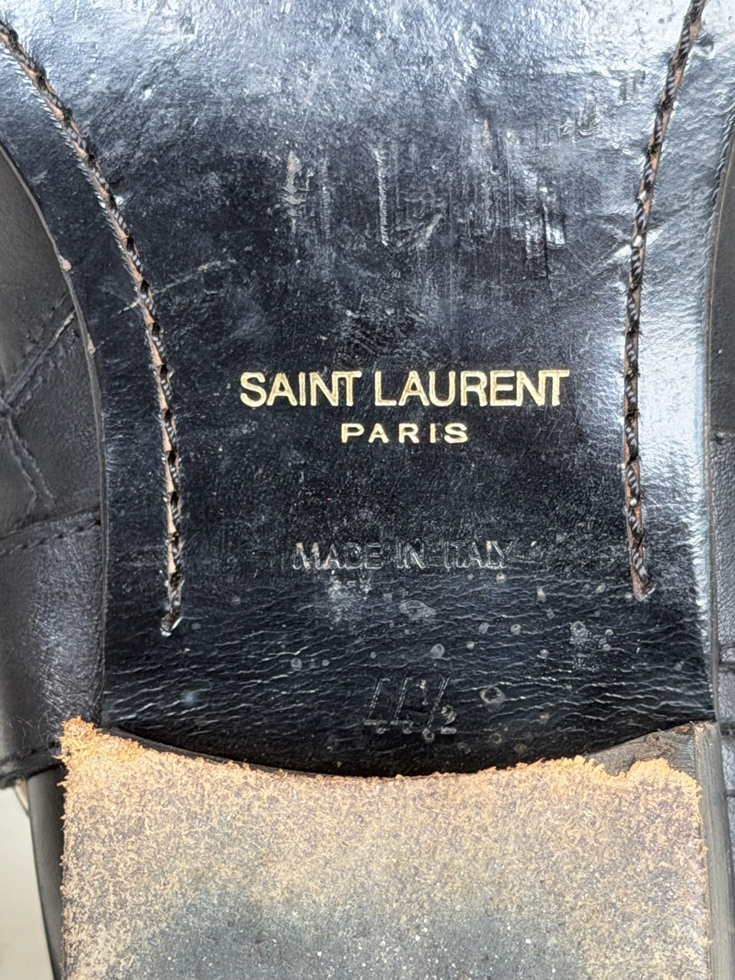 Saint Laurent Paris Studded Black Leather Wyatt Boots (44.5)