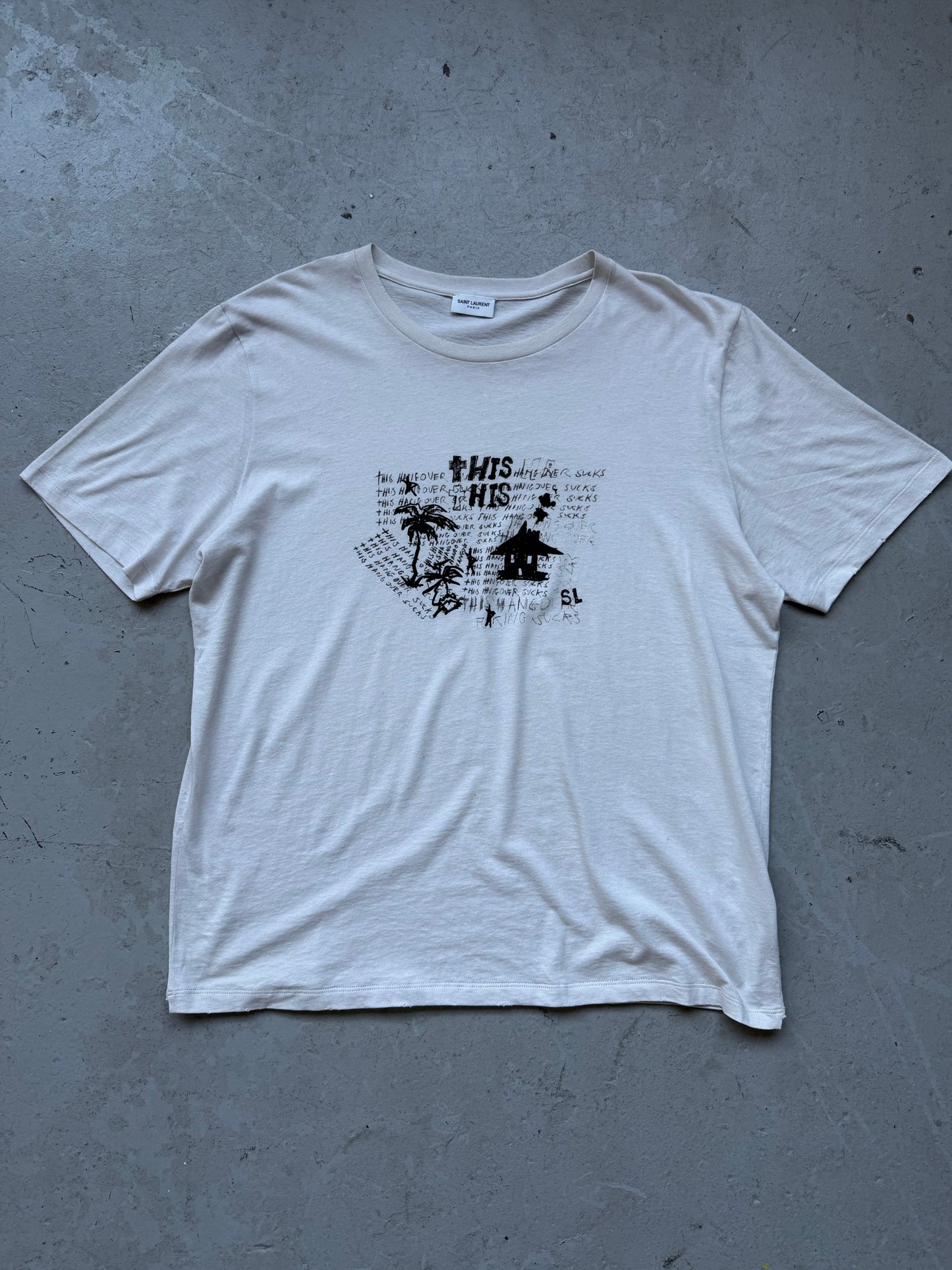 Saint Laurent Paris Hangover Scribble Short Sleeve (XL)