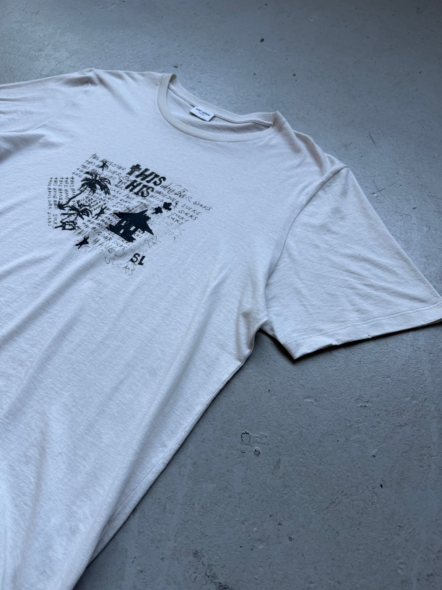 Saint Laurent Paris Hangover Scribble Short Sleeve (XL)